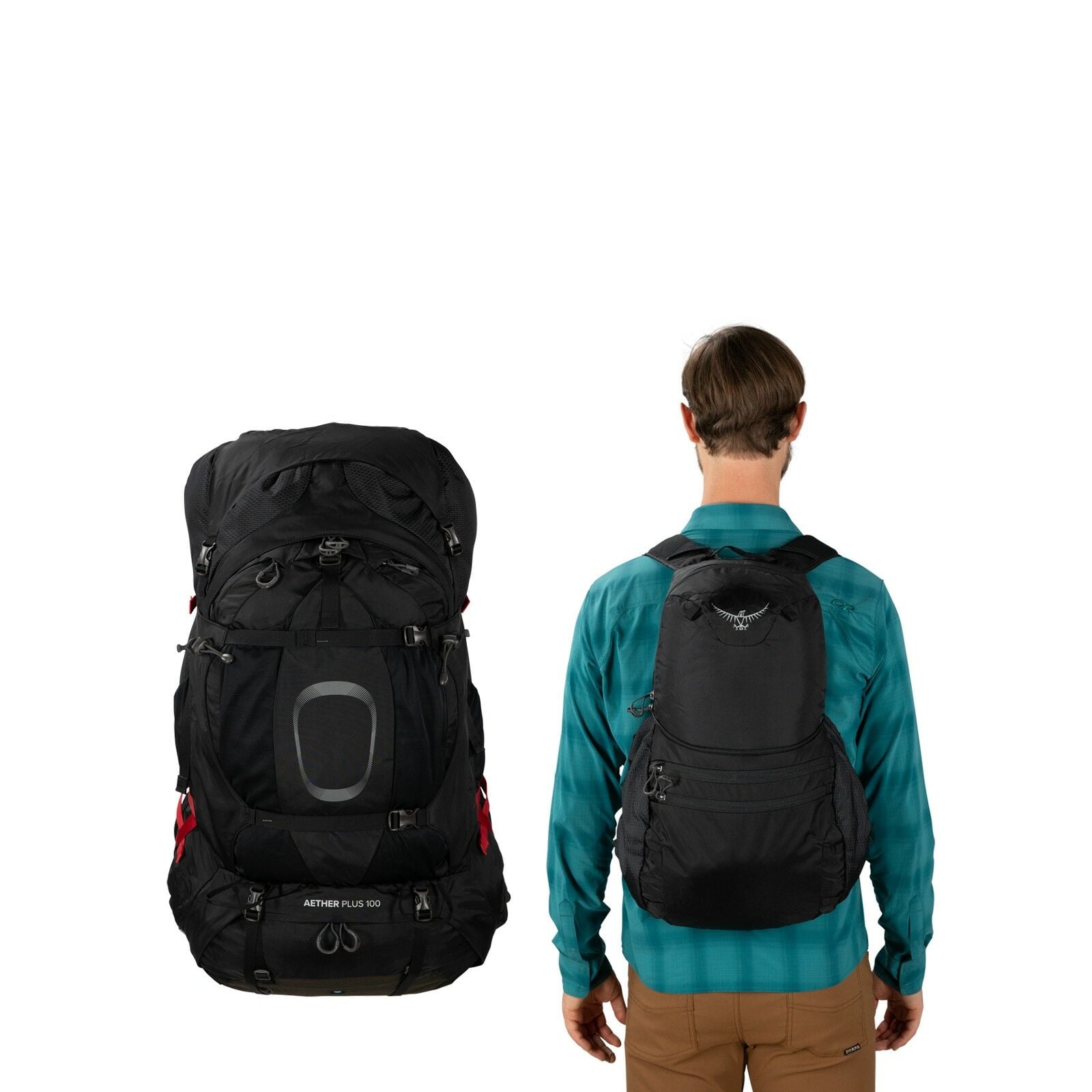 a detail of the Aether&trade; Plus 100 in color black