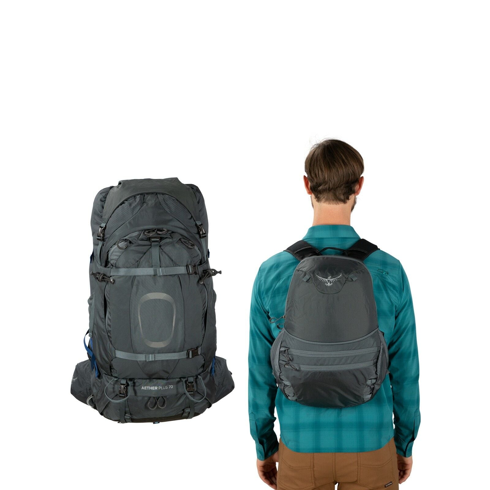 a detail of the Aether&trade; Plus 70 in color eclipsegrey