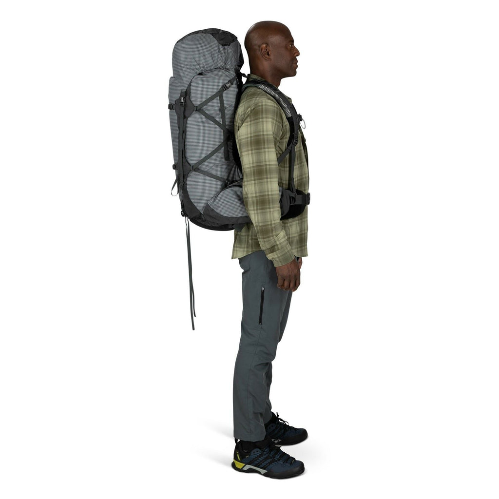 side view of person wearing the aether pro 75 in silver lining