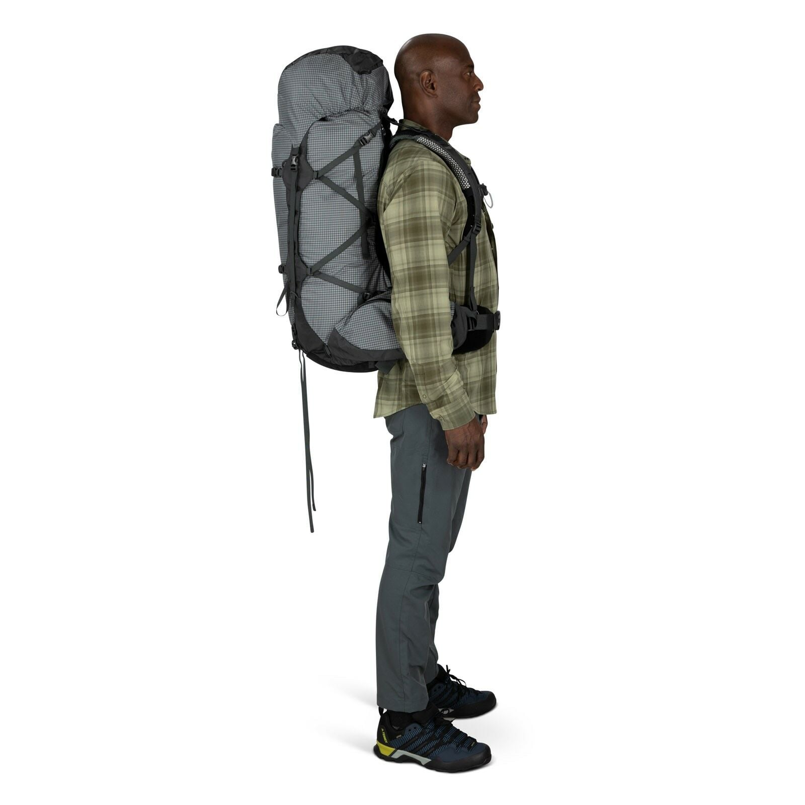 side view of person wearing the aether pro 75 in silver lining