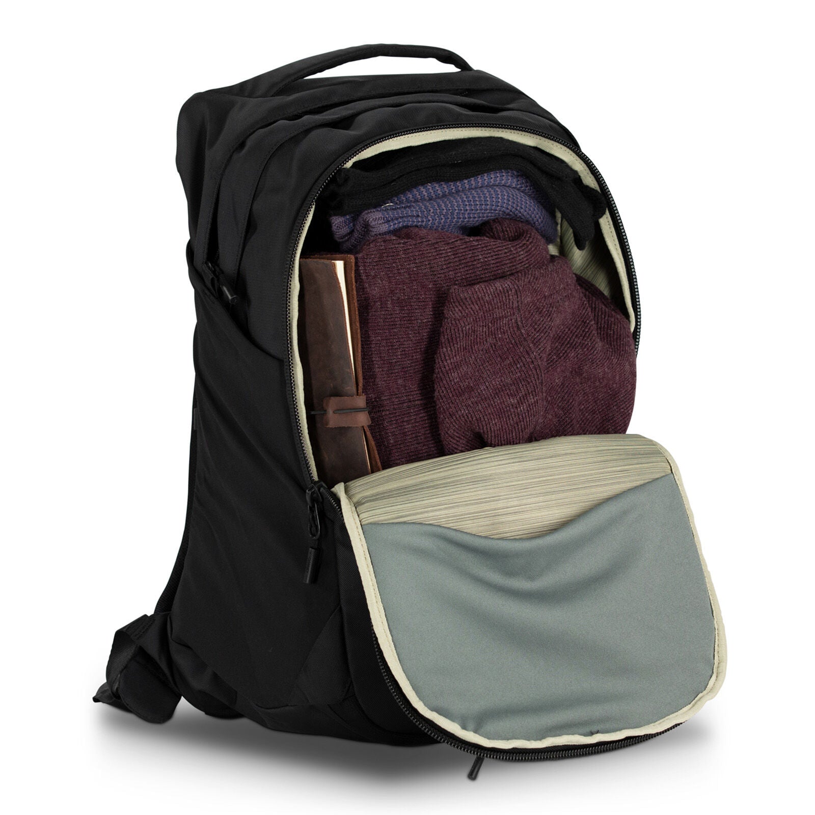 a detail of the Aoede Airspeed Backpack  in color Black