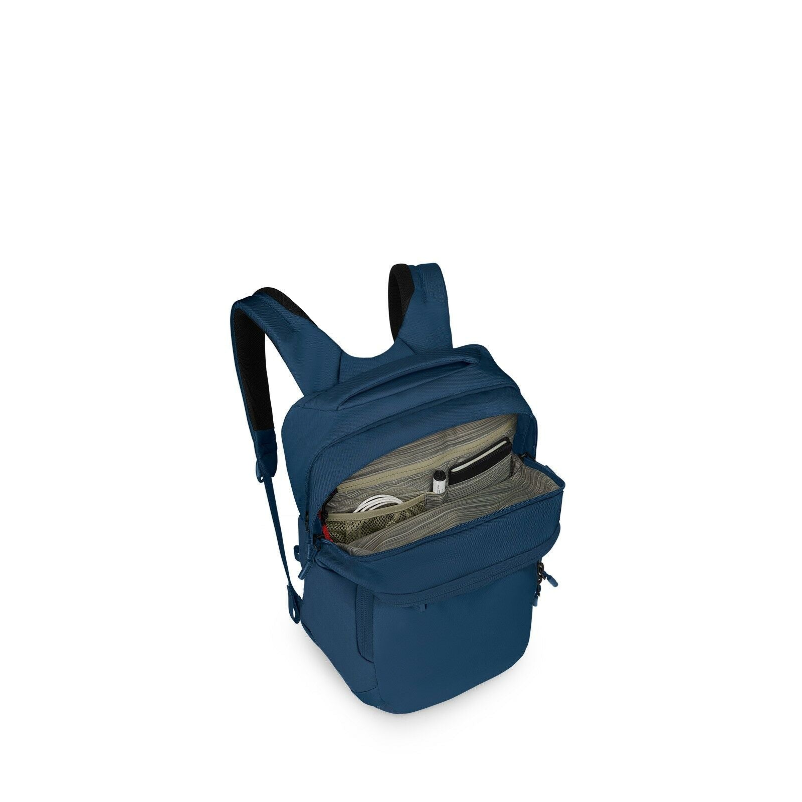 side front image of the Aoede Airspeed Backpack in the color Antique Blue