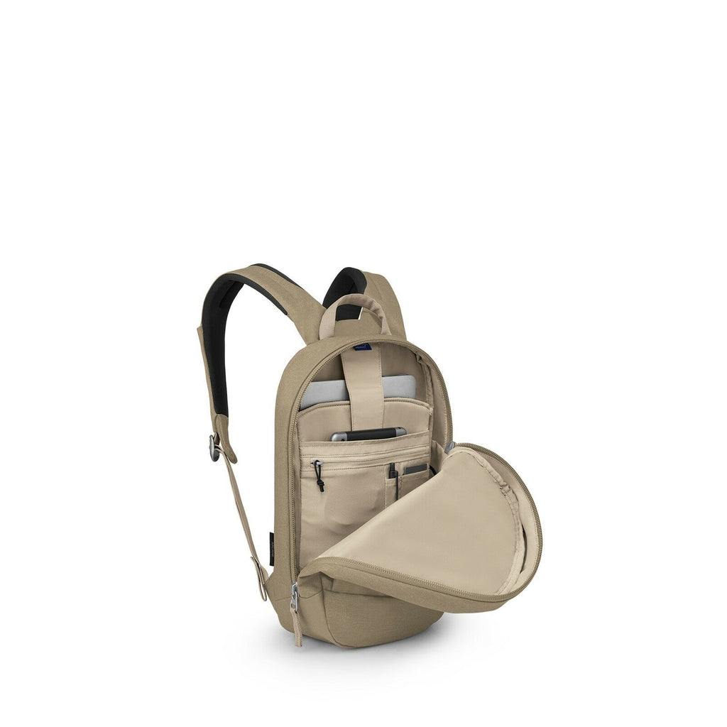 open front view of the Osprey Arcane™ Small Day in color Latte Brown Heather