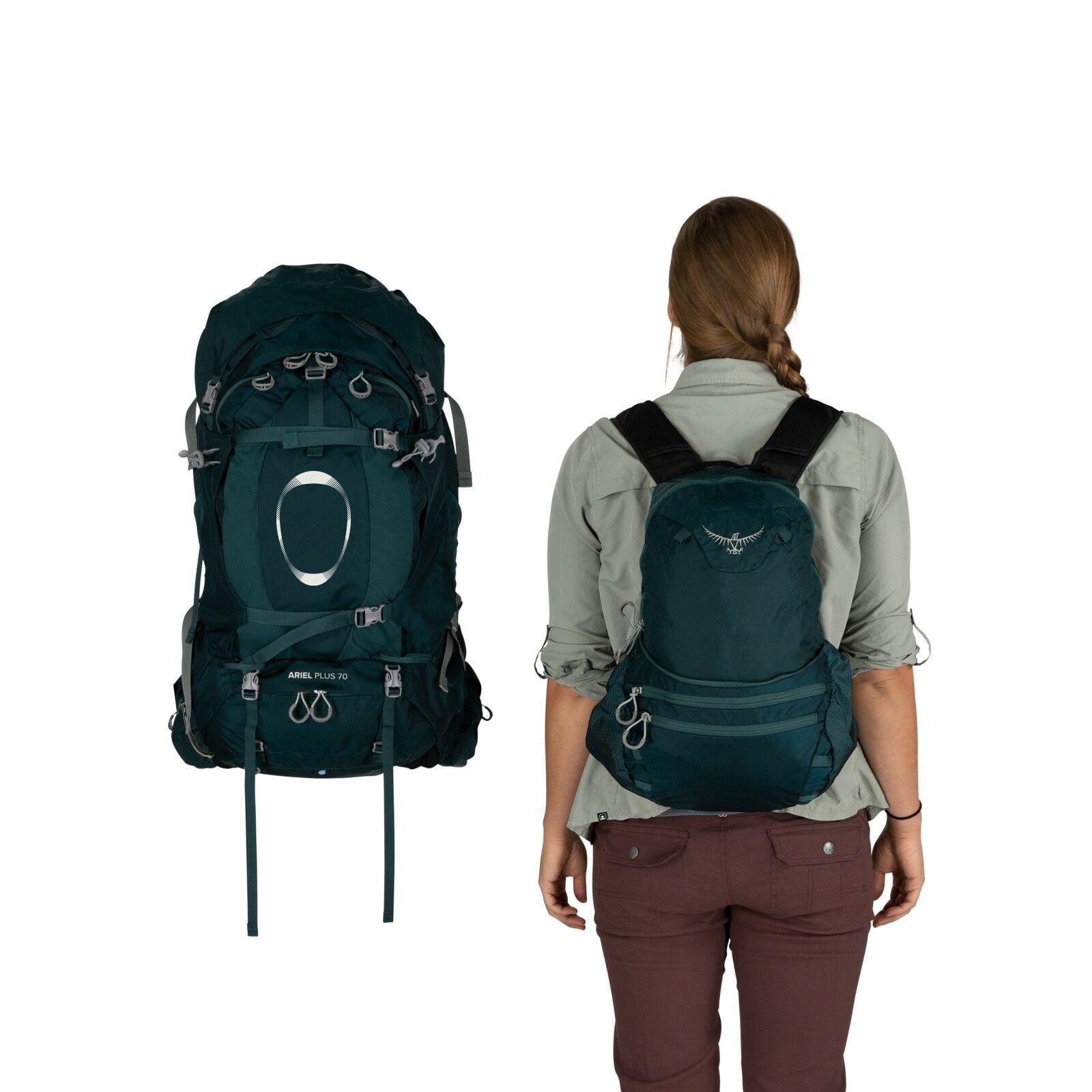 a person modeling the ARIEL Plus 70 in color nightjungleblue