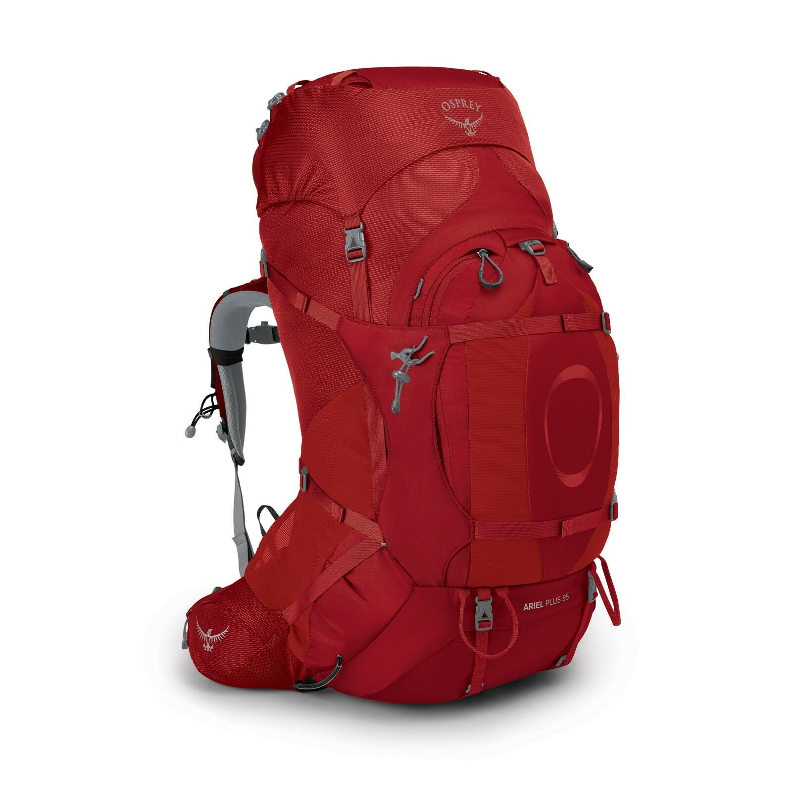 side view of the Ariel Plus 85 in color carnelianred