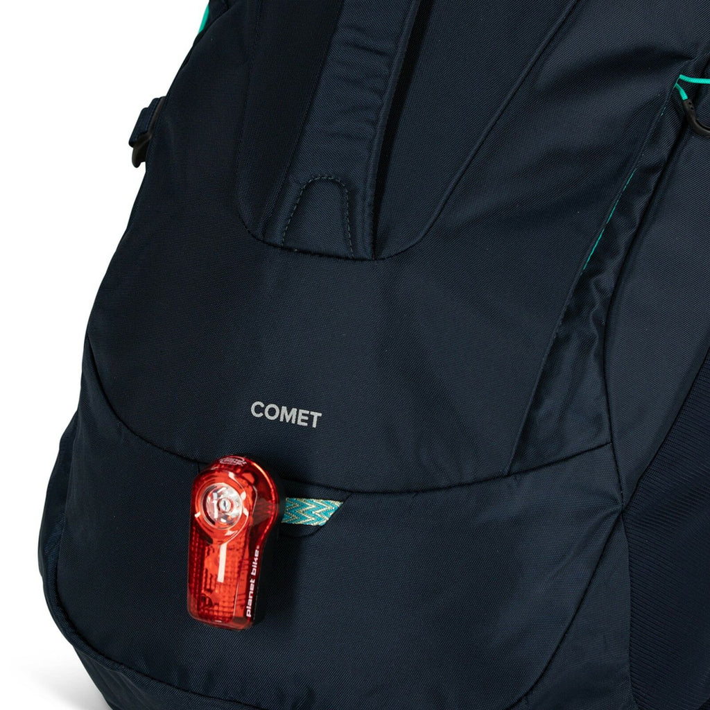 a detail of the Comet 30 in color reveriegreencetaceanblue