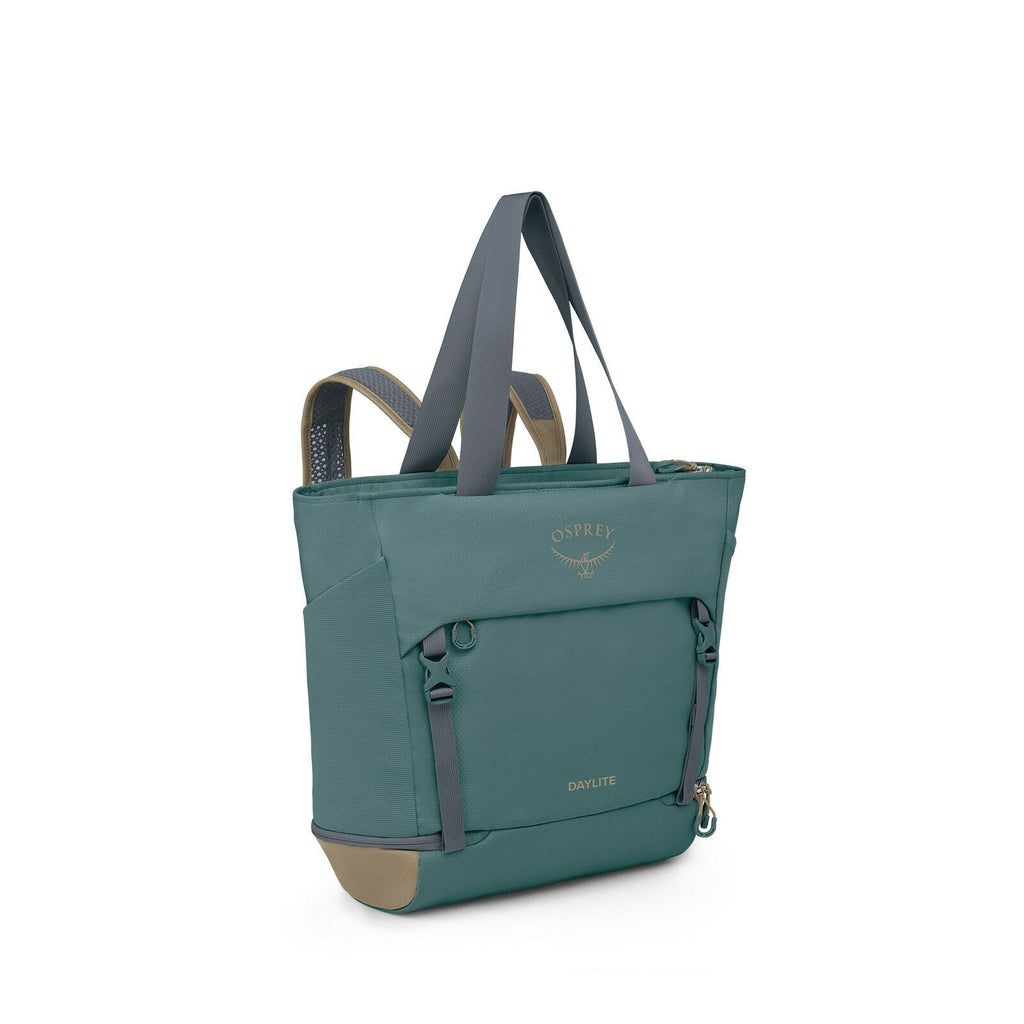 Side images of the Daylite Large Tote of the Dayliter in the color Cascade blue/latte brown