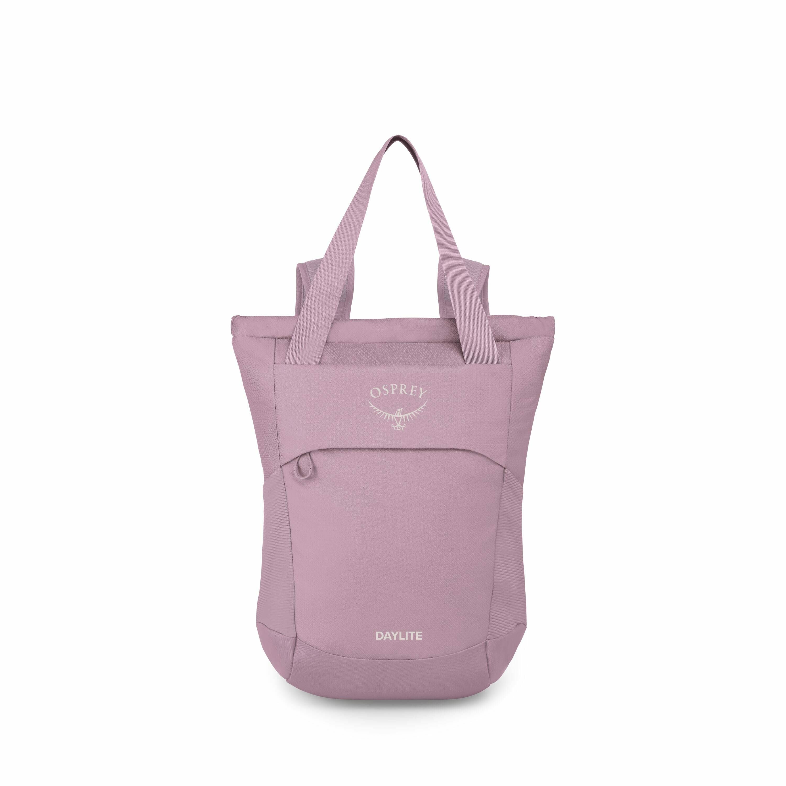 The image series features a backpack branded by Osprey, labeled as the "Daylite" model. Each image shows the backpack at different stages of deconstruction, from fully intact to completely disassembled. The first image showcases the complete backpack, whi