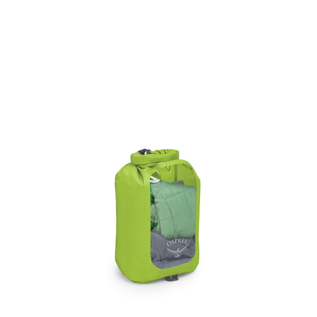 side view of the Ultralight Dry Sack w/ Window 12 L in color limongreen
