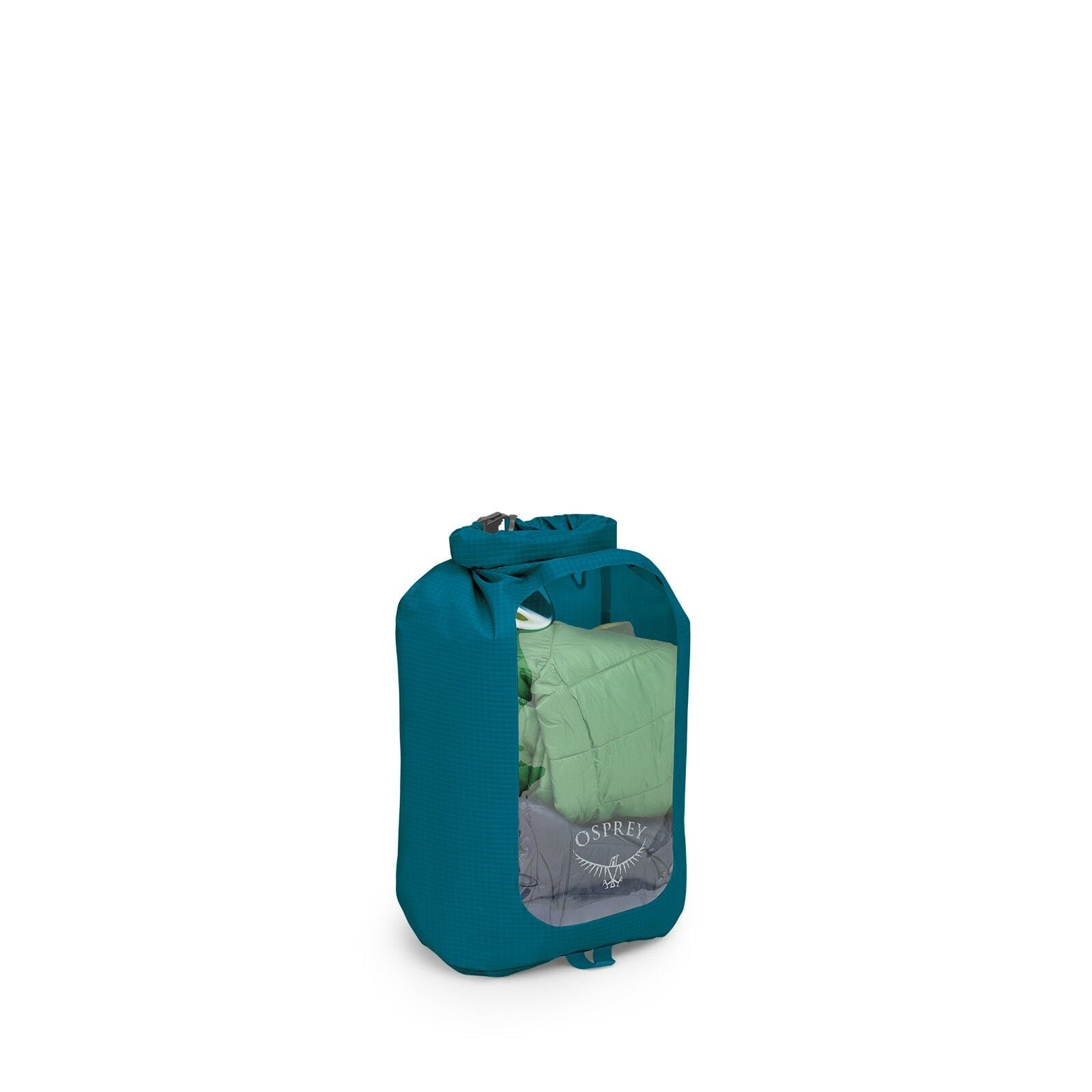 side view of the Ultralight Dry Sack w/ Window 12 L in color waterfrontblue