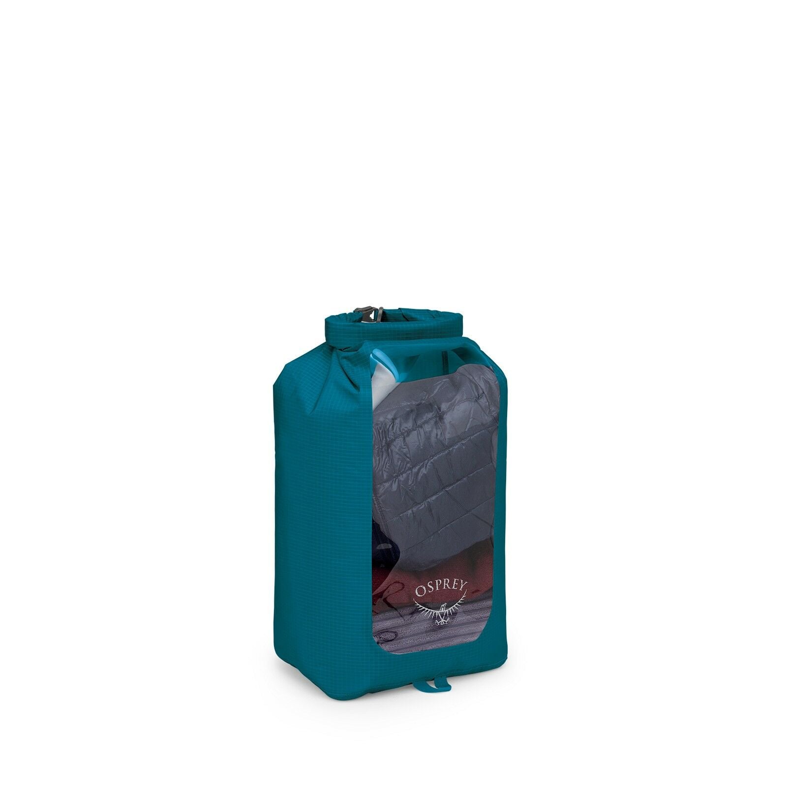 side view of the Ultralight Dry Sack w/ Window 20 L in color waterfrontblue