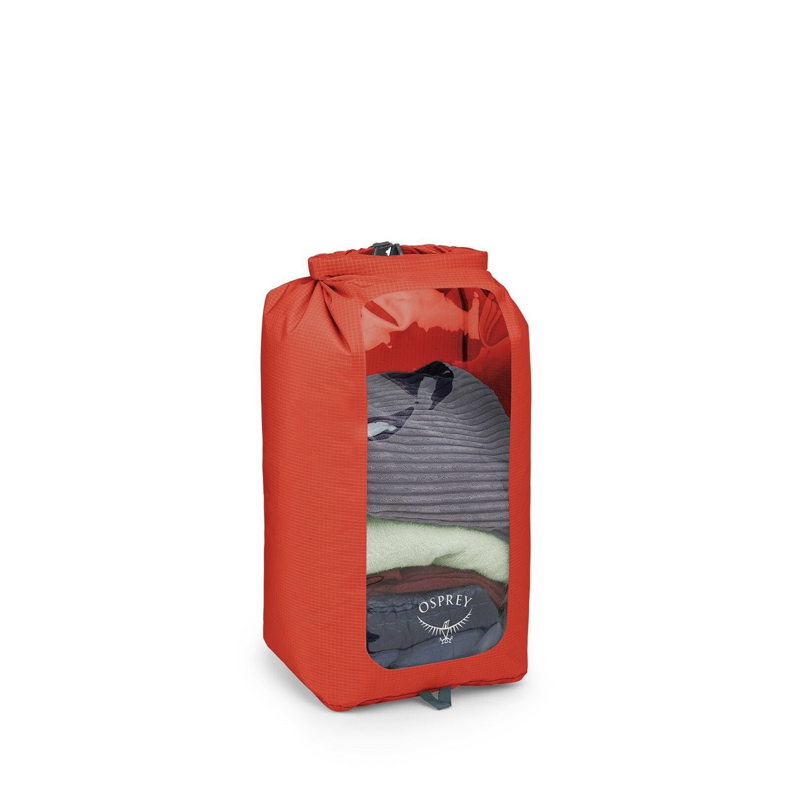 side view of the Ultralight Dry Sack w/ Window 35L in color Mars Orange
