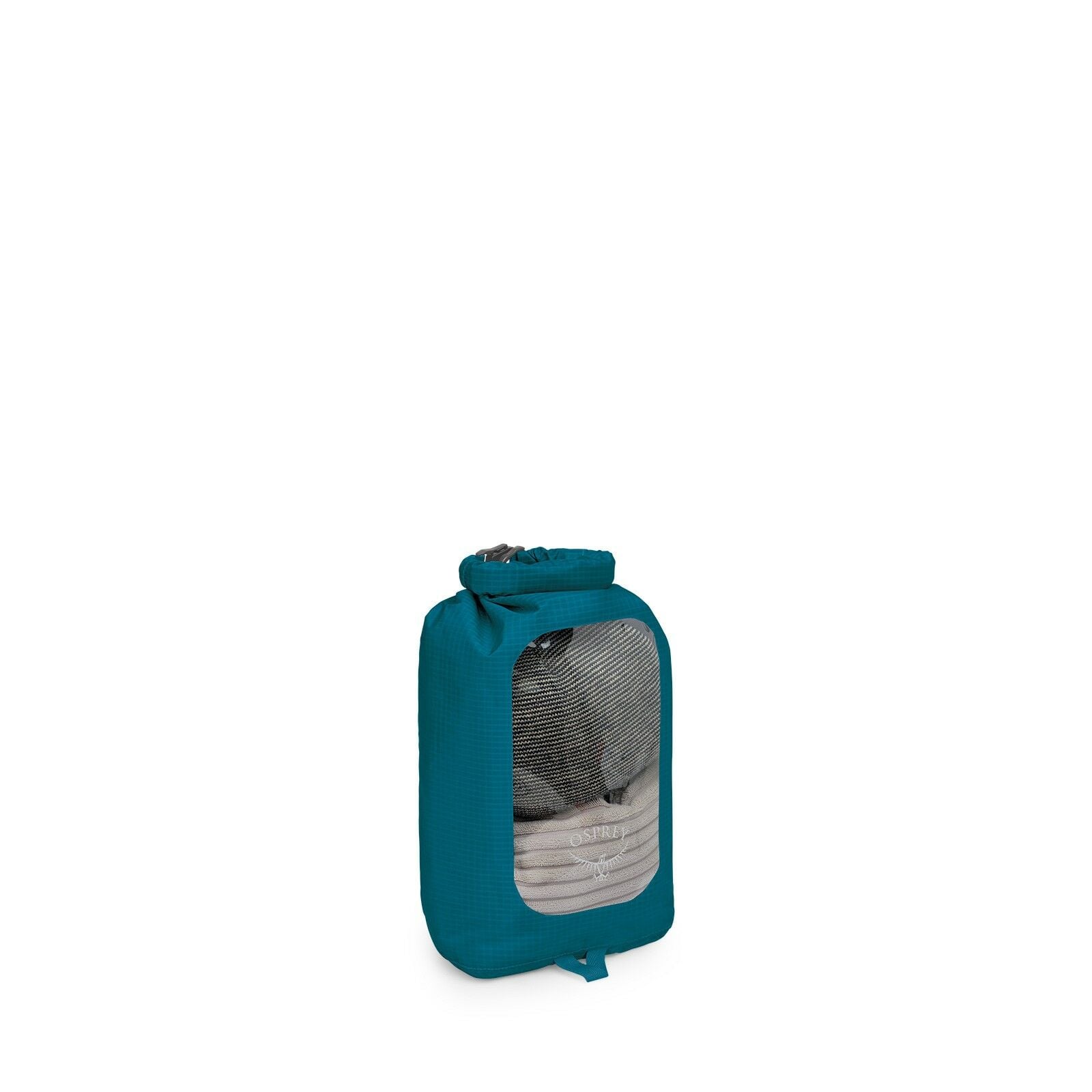 side view of the Ultralight Dry Sack w/ Window 6L in color waterfrontblue