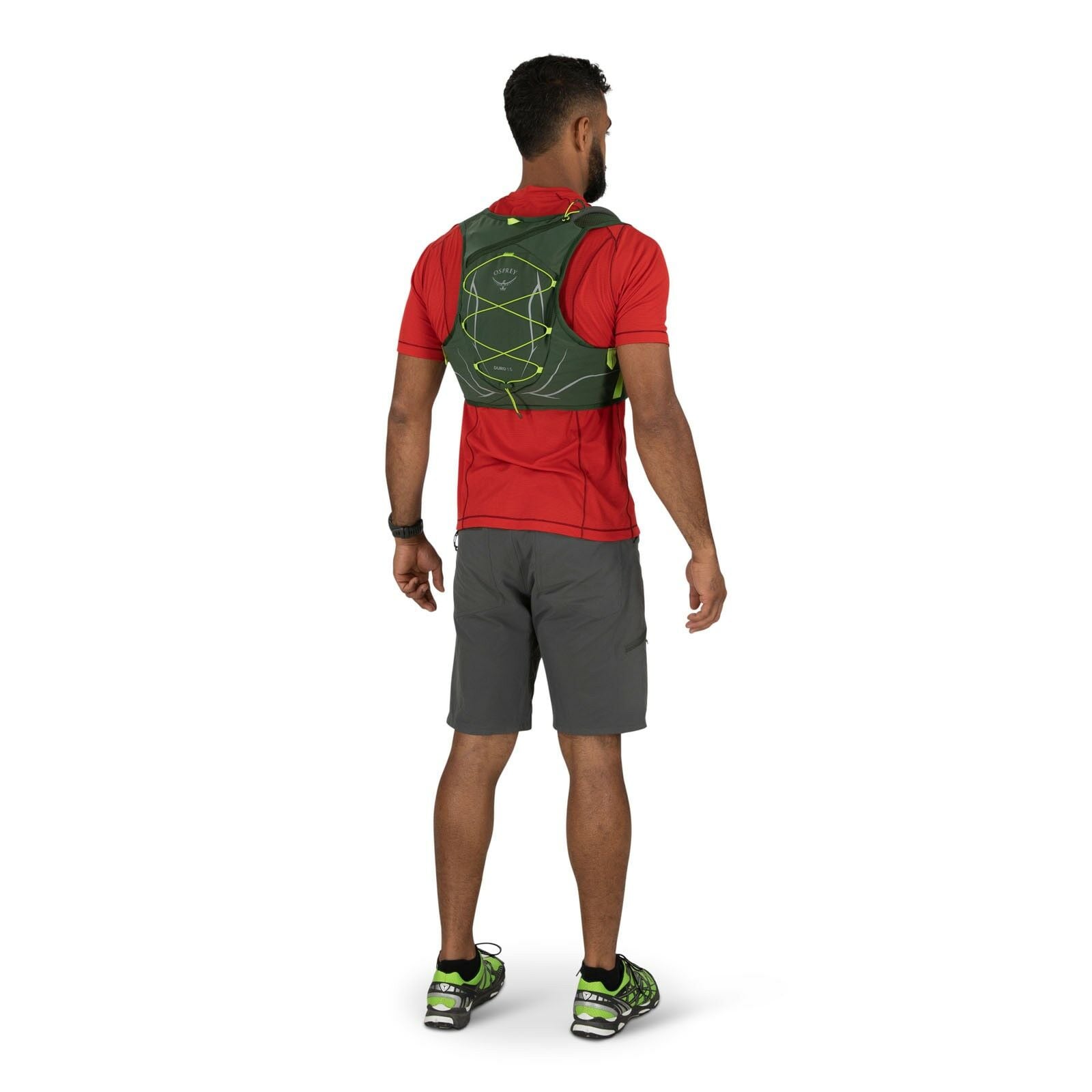 back view of person wearing duro 1.5 in color seaweed green limon