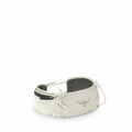 The image features a light gray waist pack designed for outdoor or athletic use. It has a sleek design with multiple compartments for storage, including a zippered pocket on the front. The pack features a logo of an eagle with outspread wings and addition