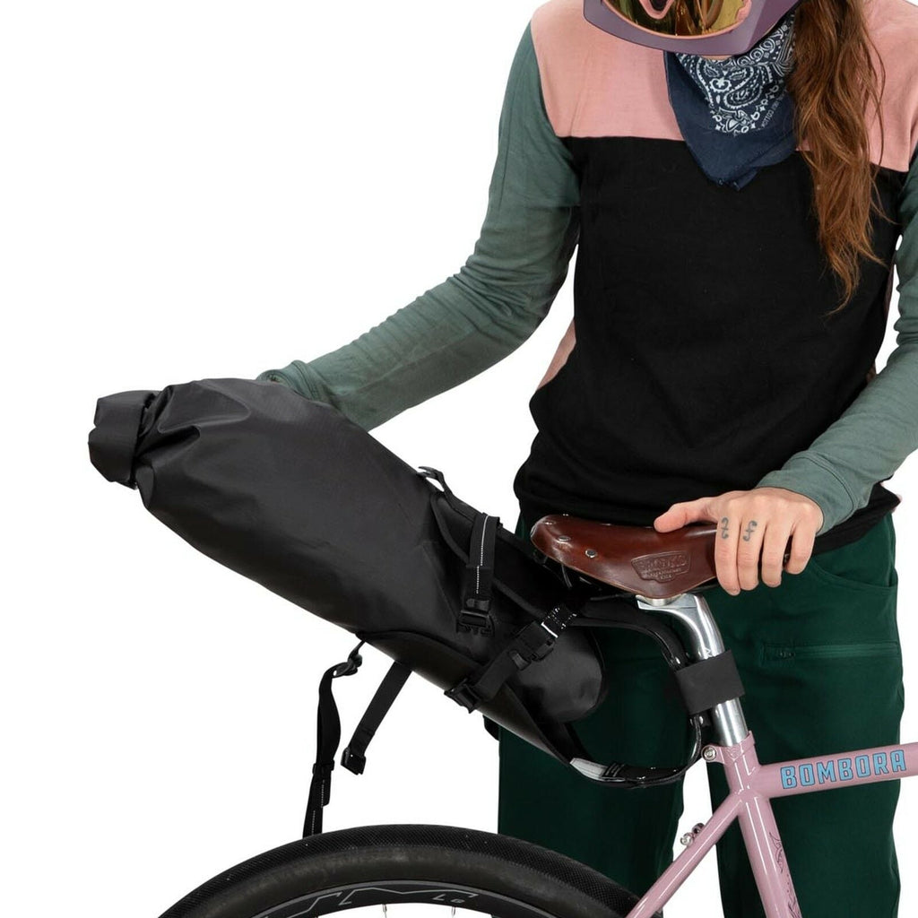 Escapist Saddle bag detail image on bike in black