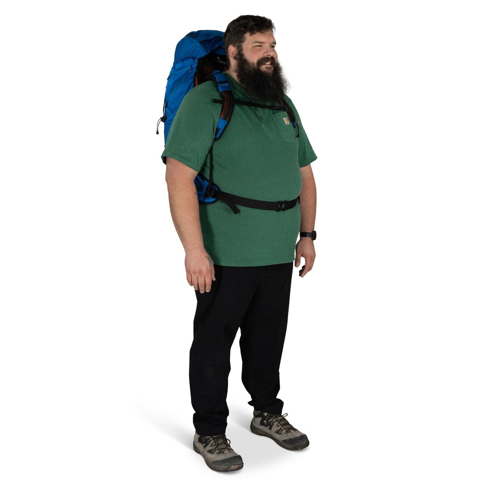 model wearing the EXOS 58 Extended Fit in color Blue Ribbon