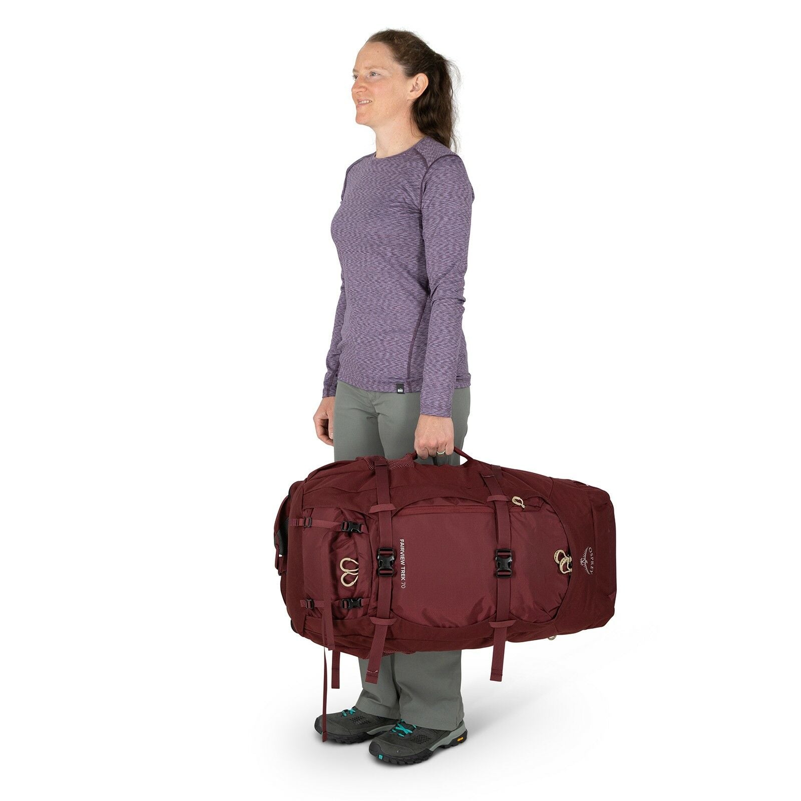 a detail of the Fairview® Trek 70 in color Night Jungle Blue