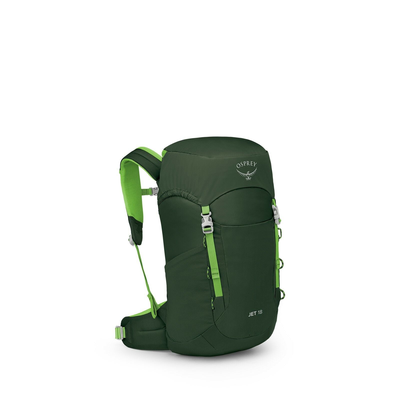 Side image of the Jet 18 in the color Green Canopy / Limeline Green