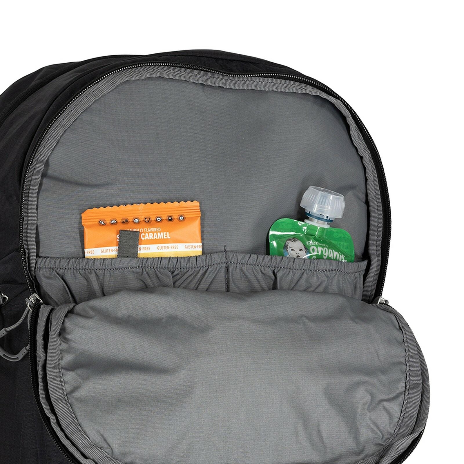 detail of Poco Changing Backpack in the color black