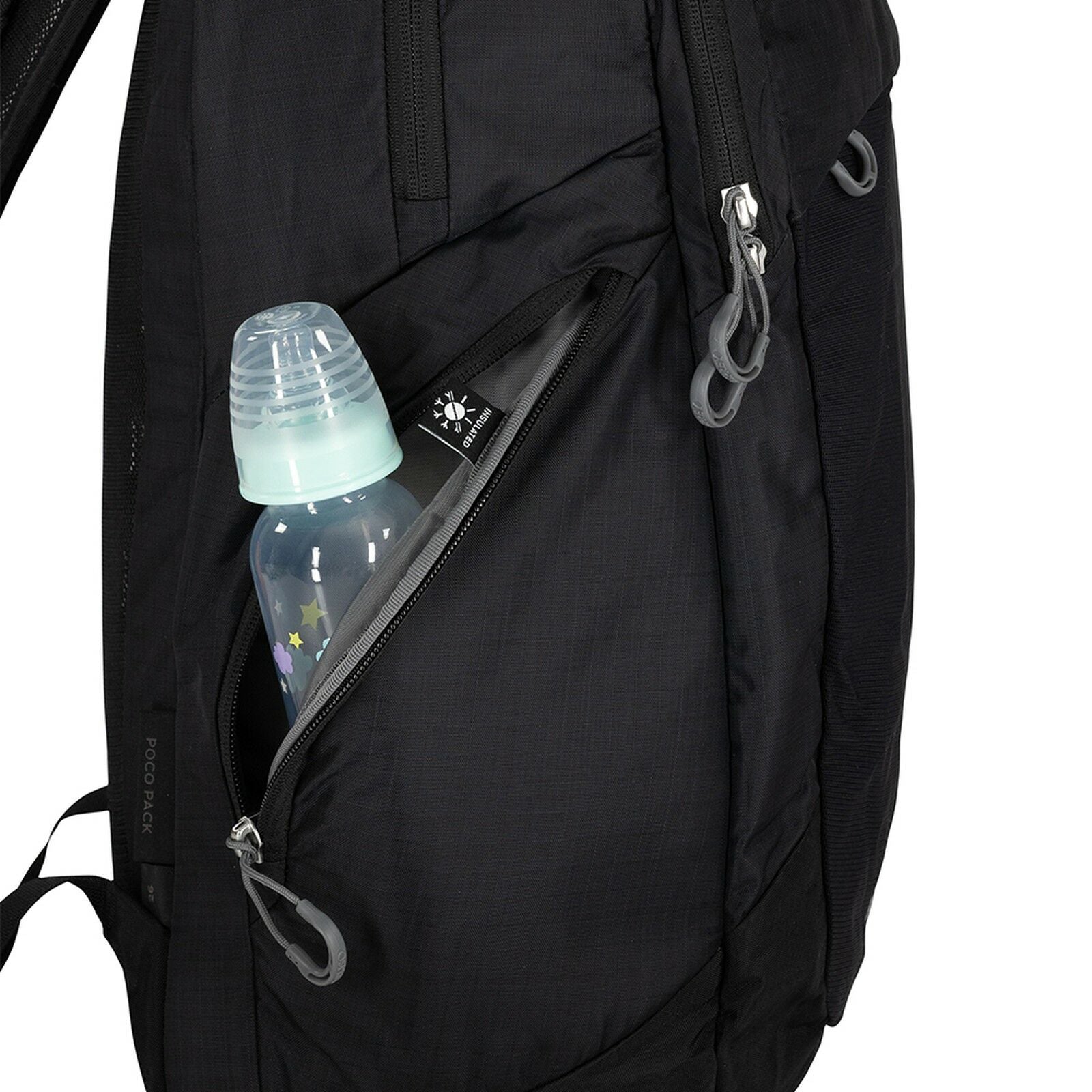 detail of Poco Changing Backpack in the color black
