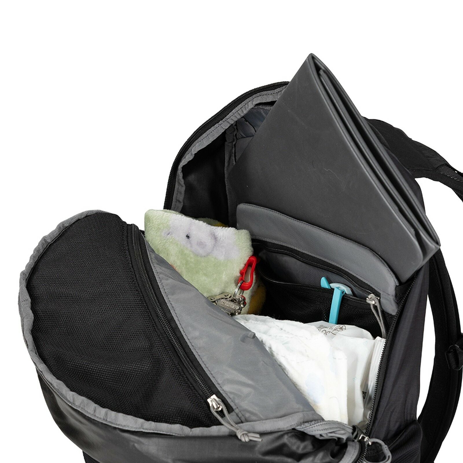 detail of Poco Changing Backpack in the color black