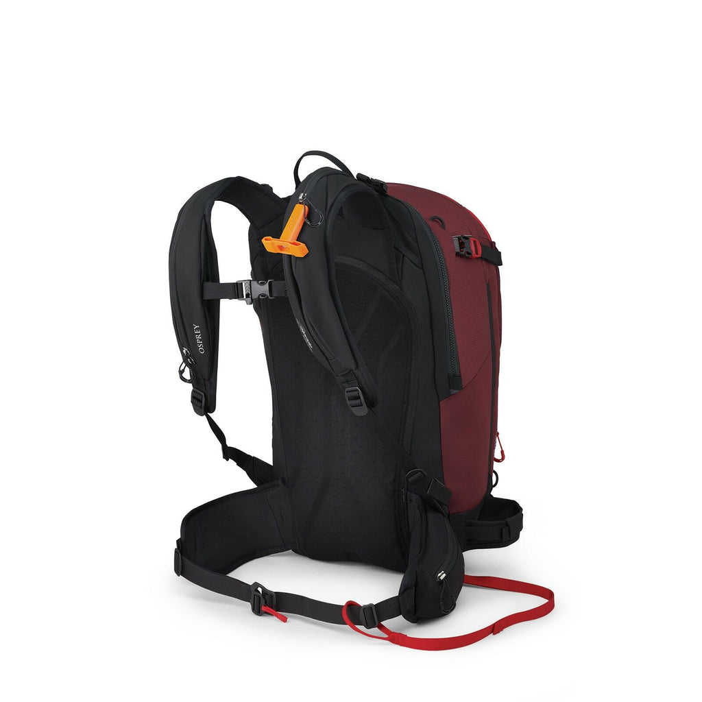 a 4/5 view of the Soelden Pro 32 in color redmountain
