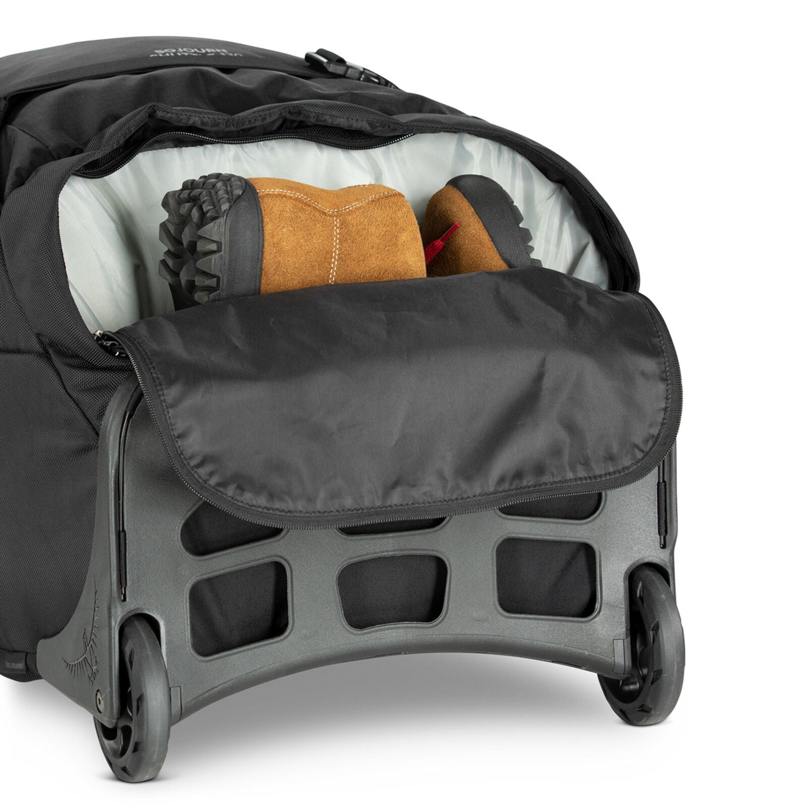 a detail of the Sojourn™ Shuttle Wheeled Duffel 36"/130L in color Black