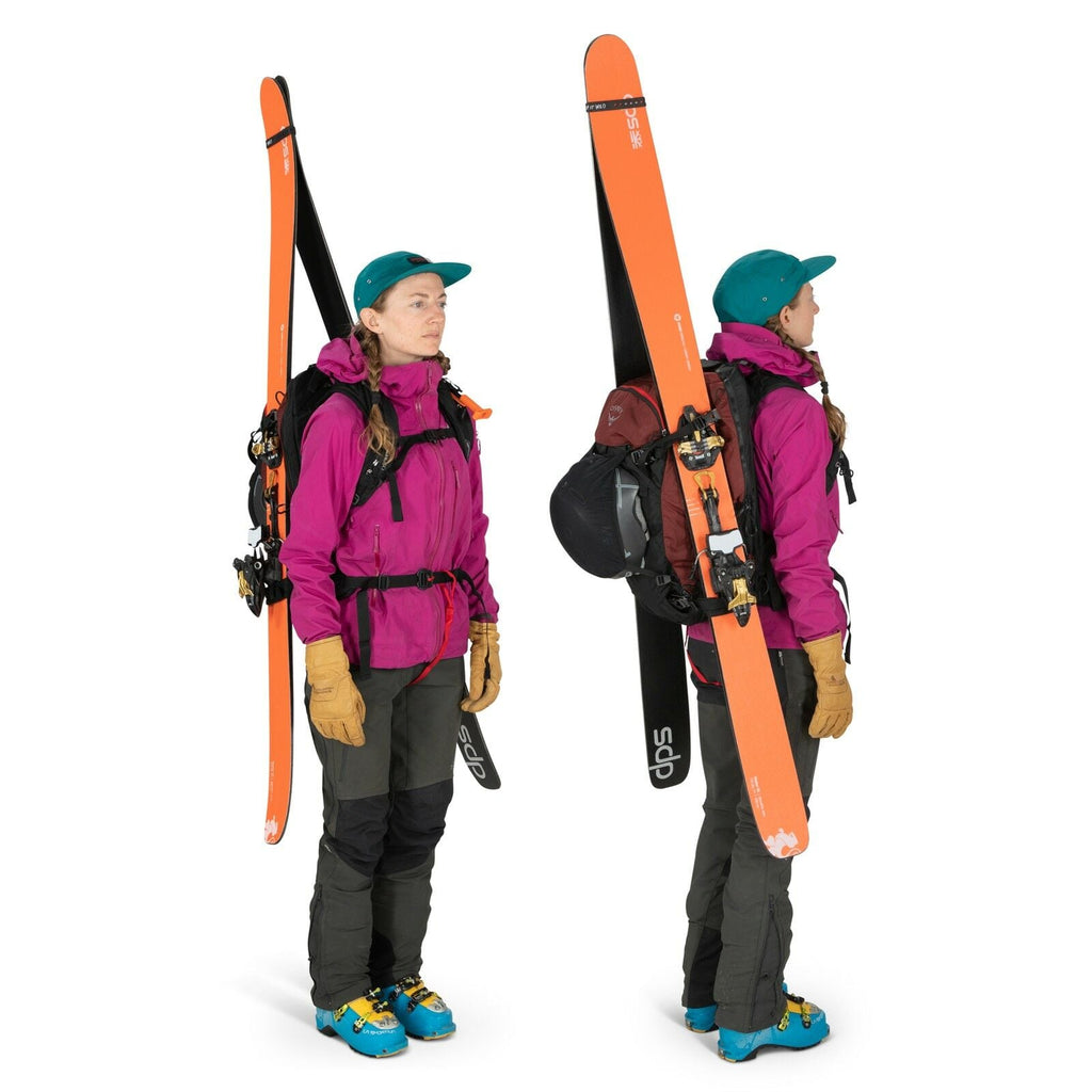 a person modeling the Sopris Pro 30 in color Red Mountain