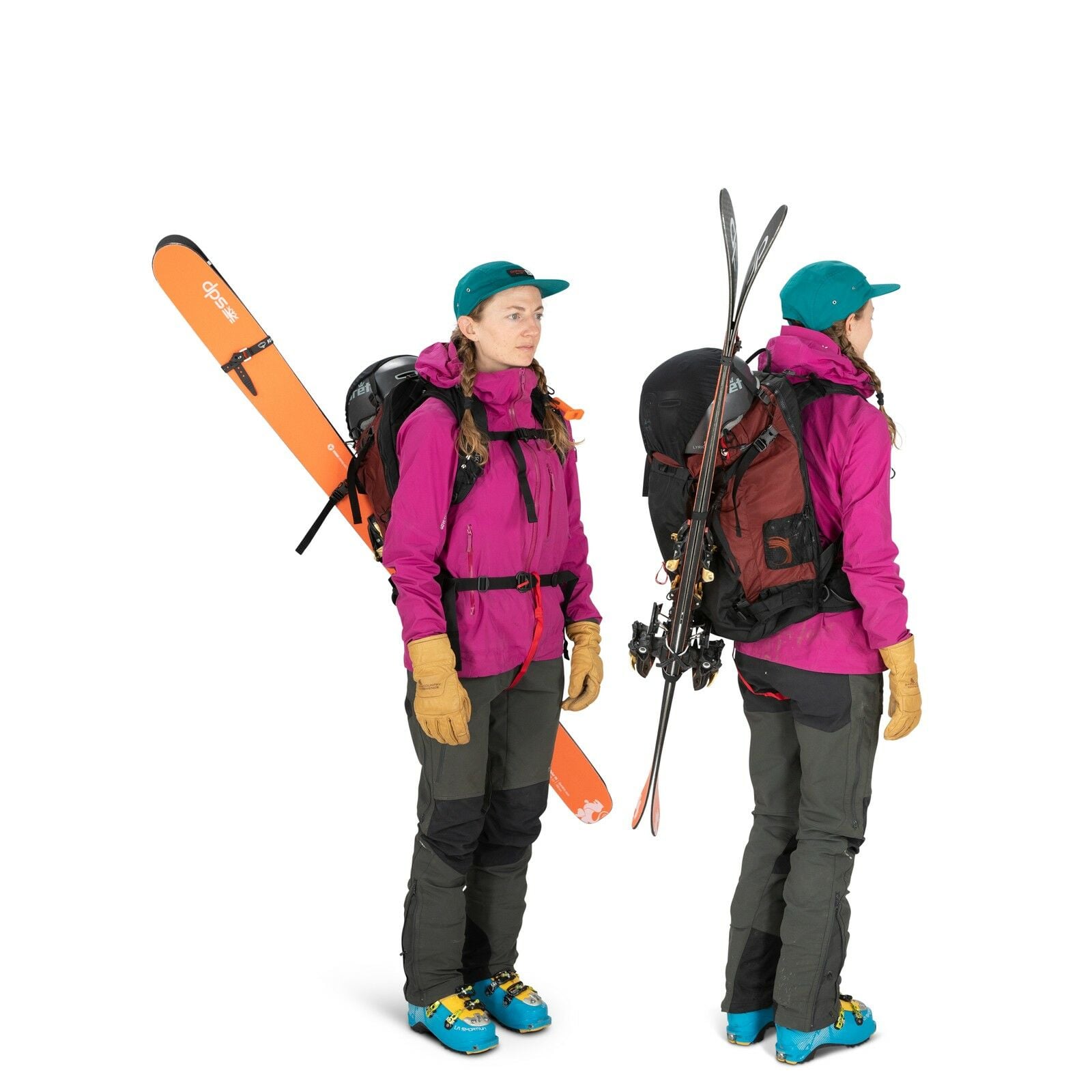 a person modeling the Sopris Pro 30 in color Red Mountain