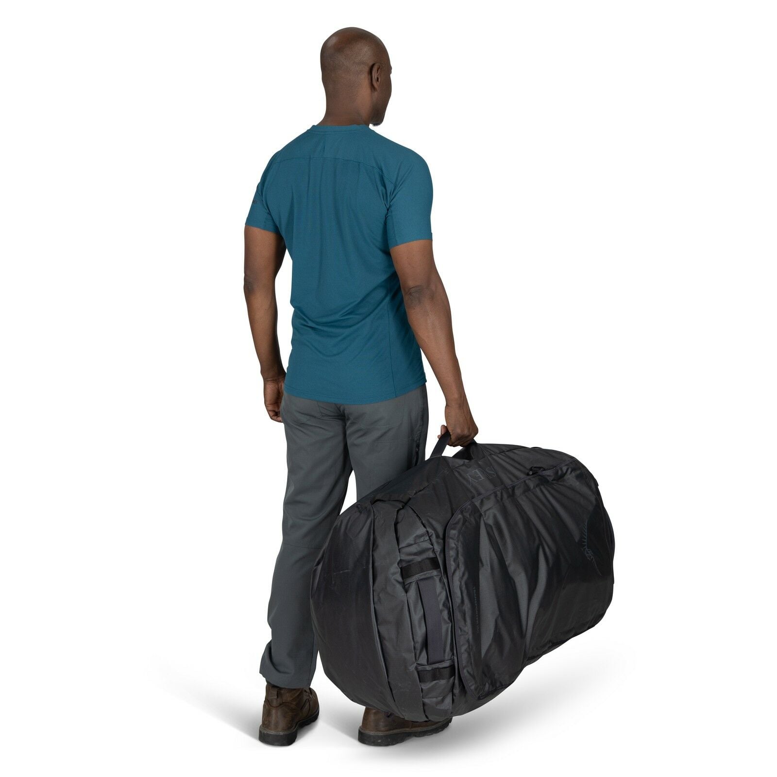on body image of the Transporter Duffel 150 in the color Raven Black