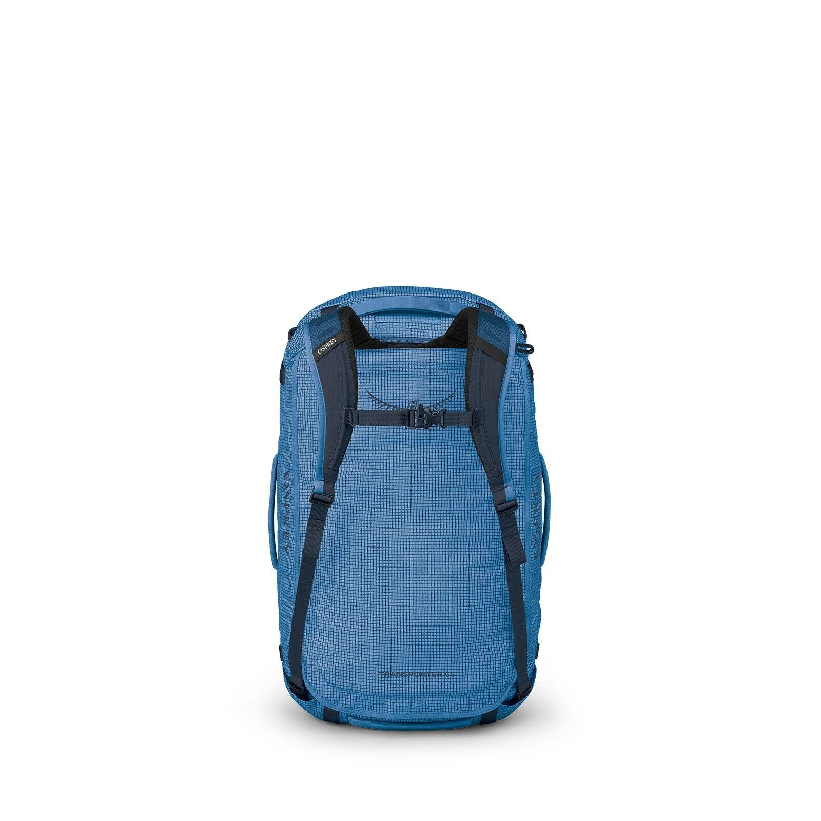 back Image of the Transporter Duffel 65 in the color Blue Flame