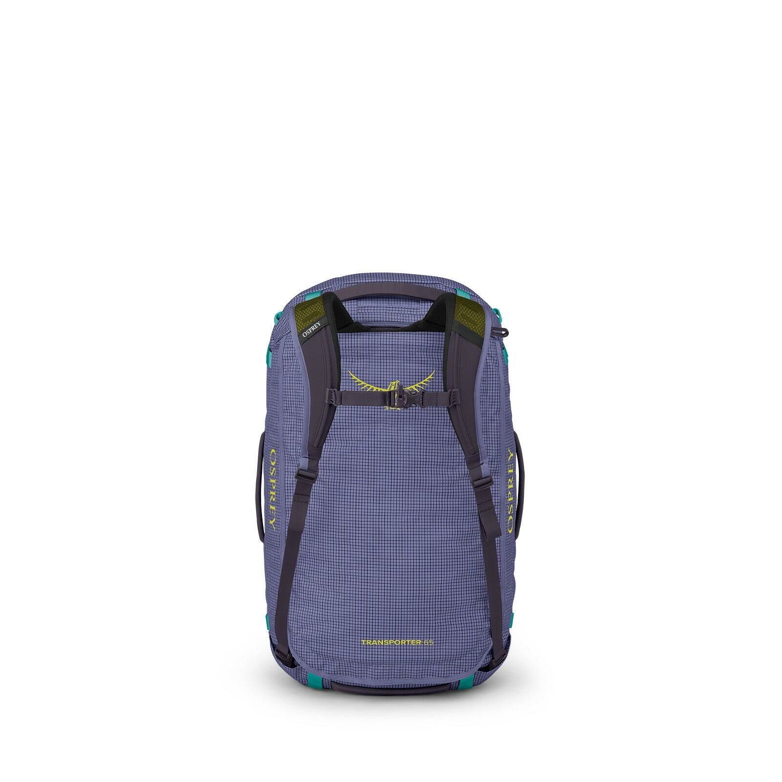 back image of the Transporter Duffel 65 in the color Euphoria Purple