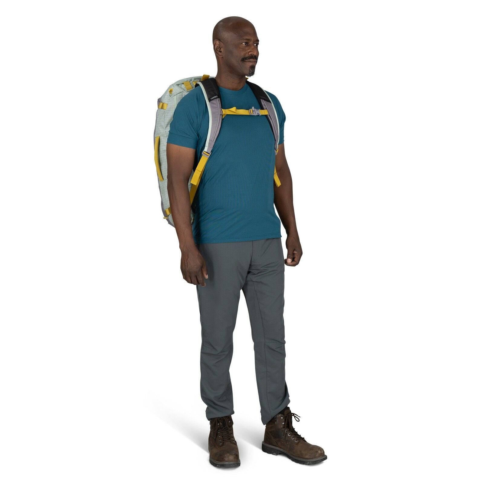 Image of modal wearing the Transporter Duffel 65 in the color Frosty Mint