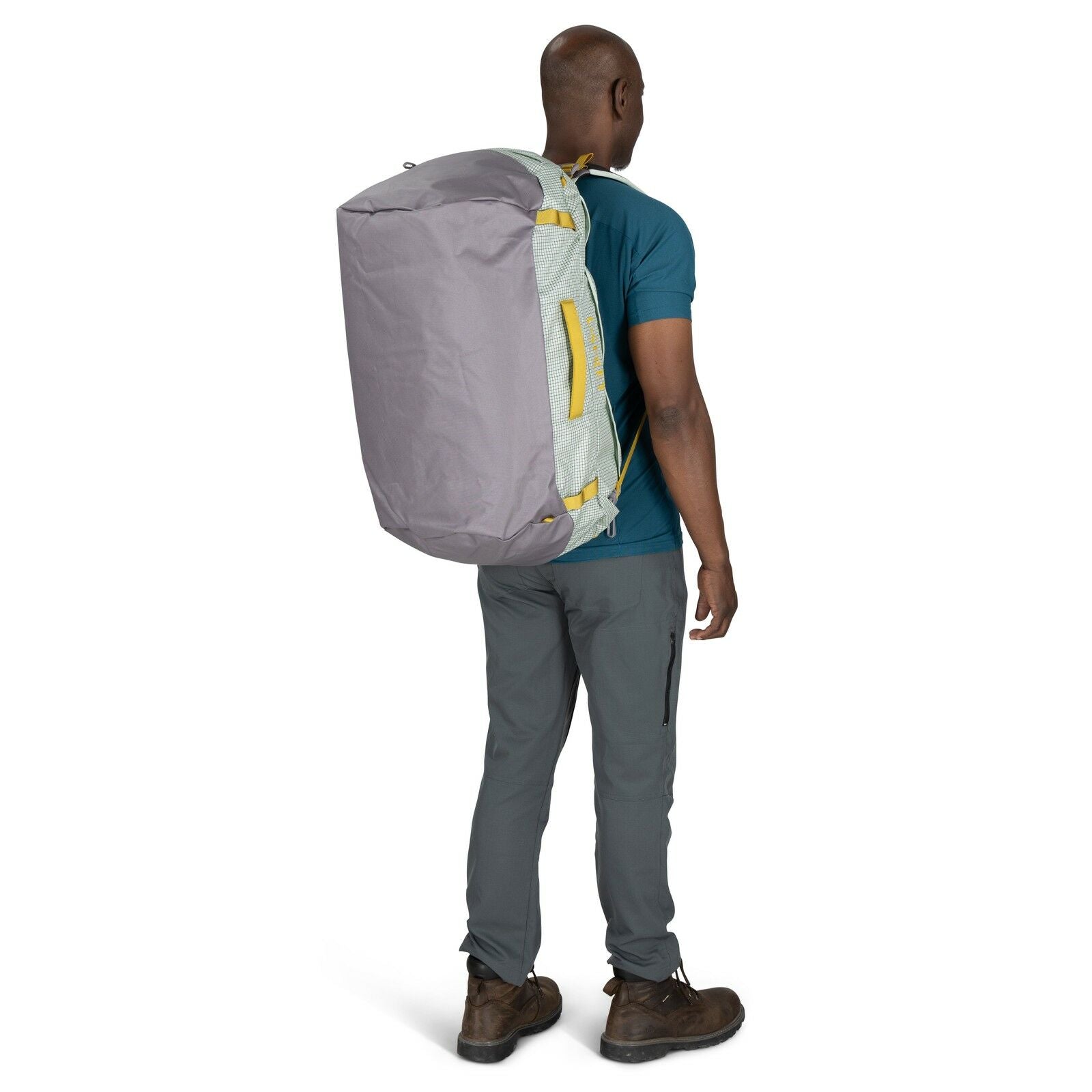 Image of modal wearing the Transporter Duffel 65 in the color Frosty Mint