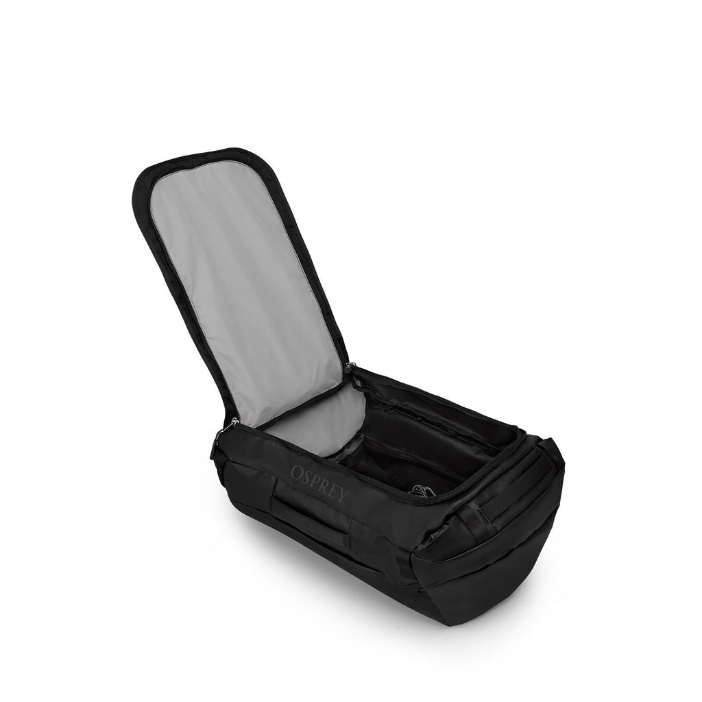 Internal of the Transporter Duffel 65 in the color Raven Black