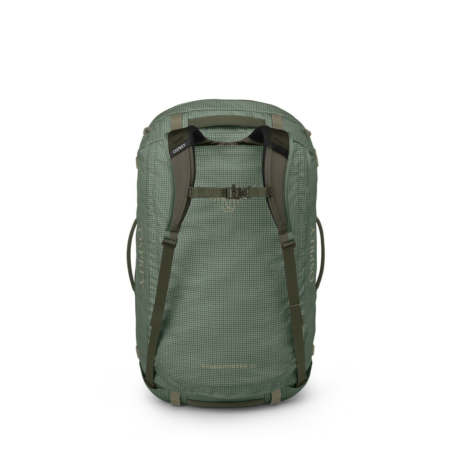 back image of the Transporter Duffel 95 in the color Pine Leaf / Earl Grey
