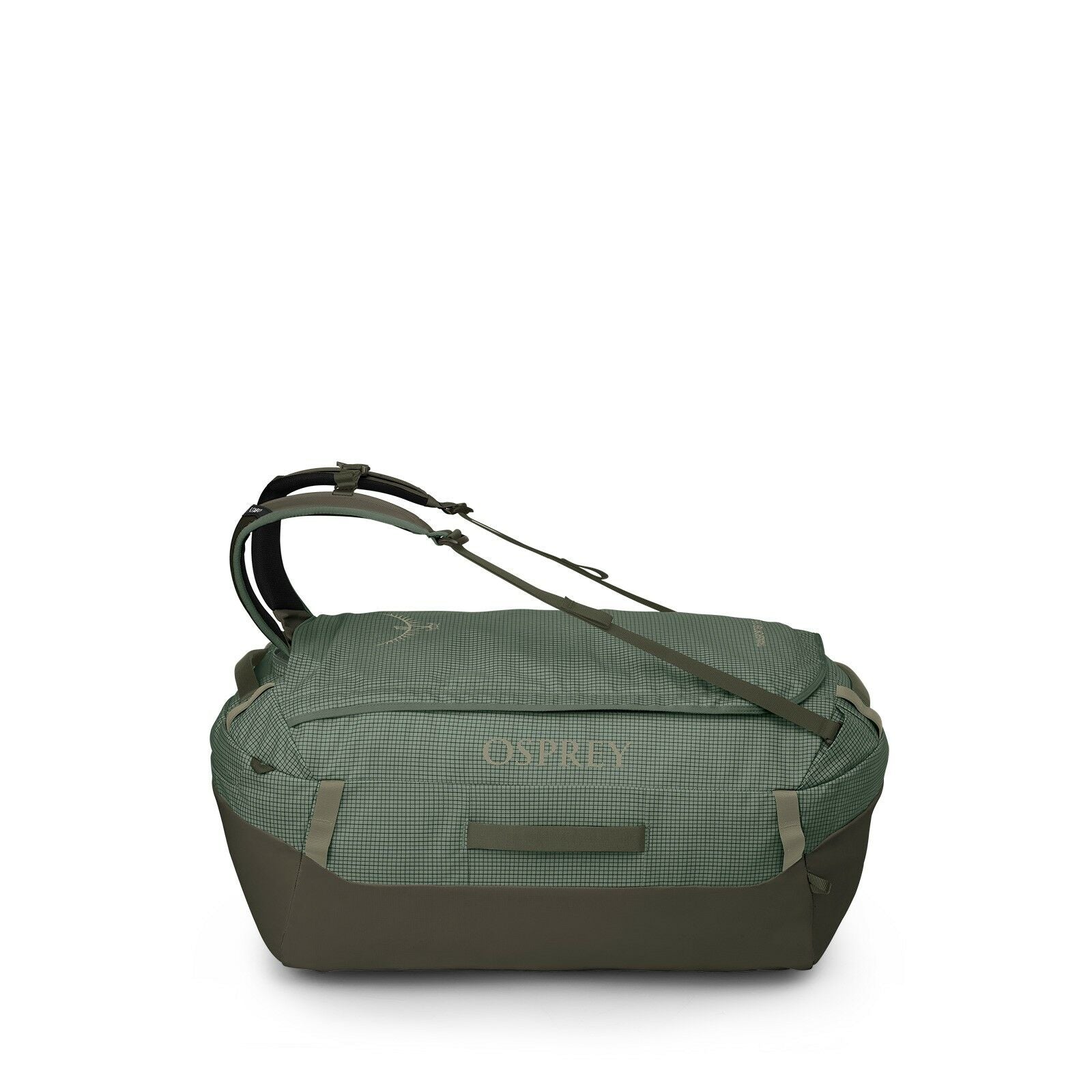 Side image of the Transporter Duffel 95 in the color Pine Leaf / Earl Grey
