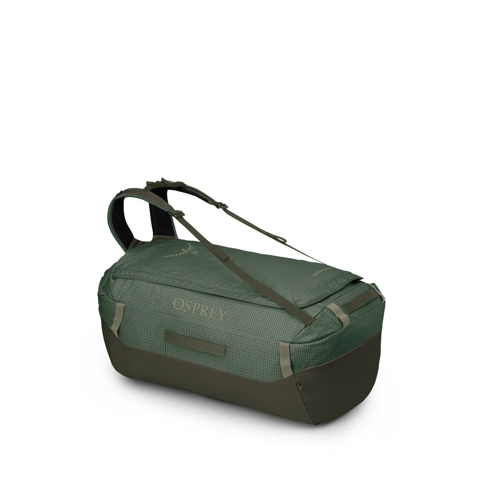 Side image of the Transporter Duffel 95 in the color Pine Leaf / Earl Grey