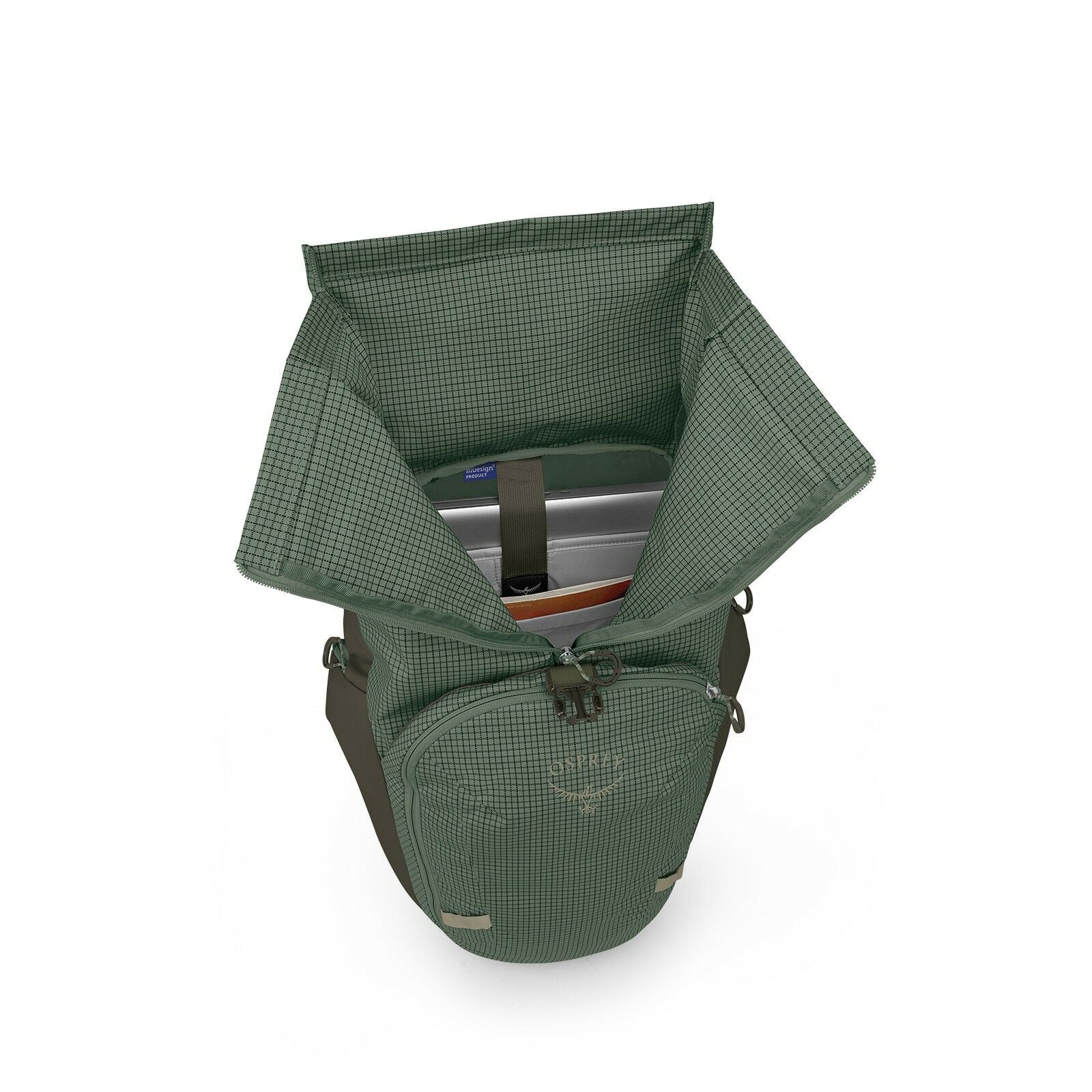 Internal image of the Transporter Roll Top in the color Pine Leaf / Earl Grey