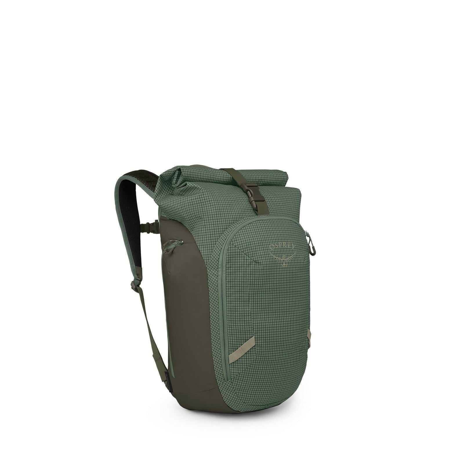 Side image of the Transporter Roll Top in the color Pine Leaf / Earl Grey