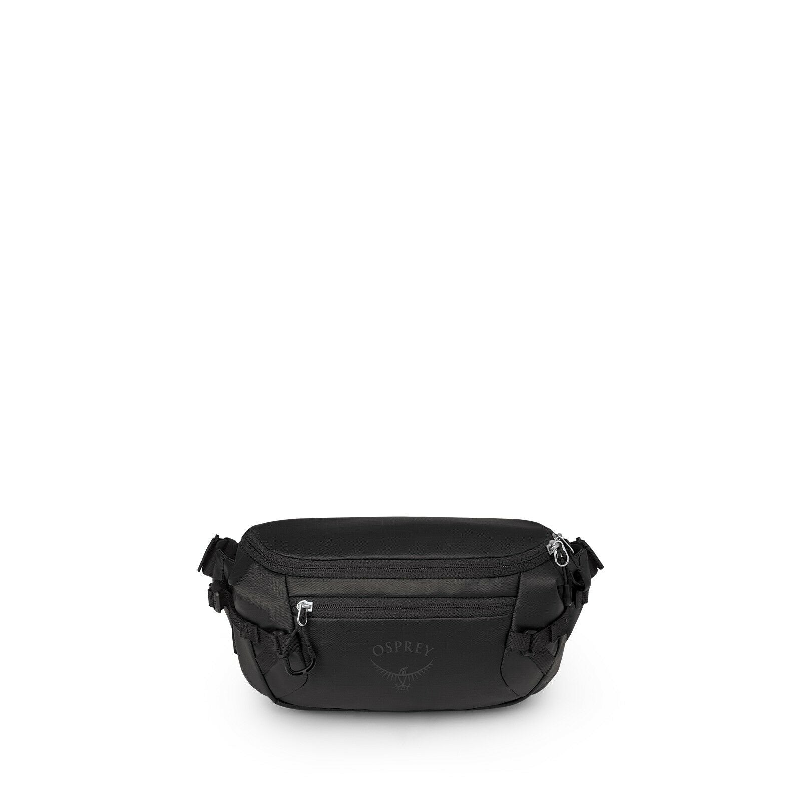 Front image of the Transporter Waist Pack in the color Raven Black