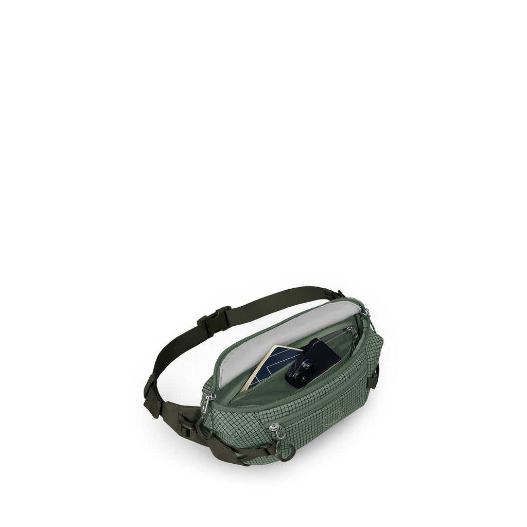 Internal image of the Transporter Waist Pack in the color Pine Leaf