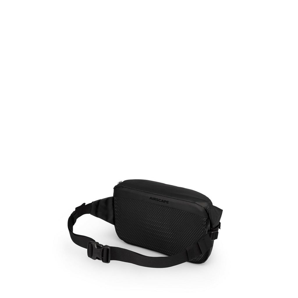 Side back image of the Transporter Waist Pack in the color Raven Black