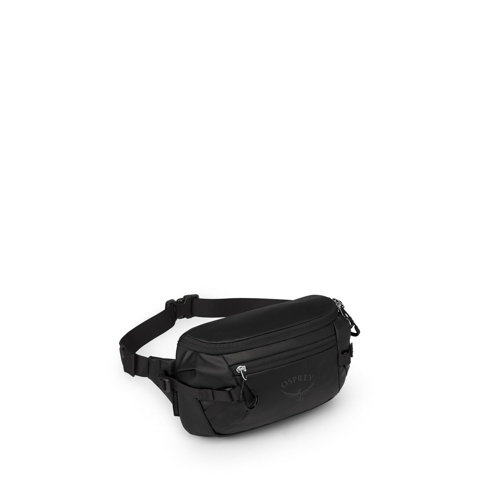 Side image of the Transporter Waist Pack in the color Raven Black
