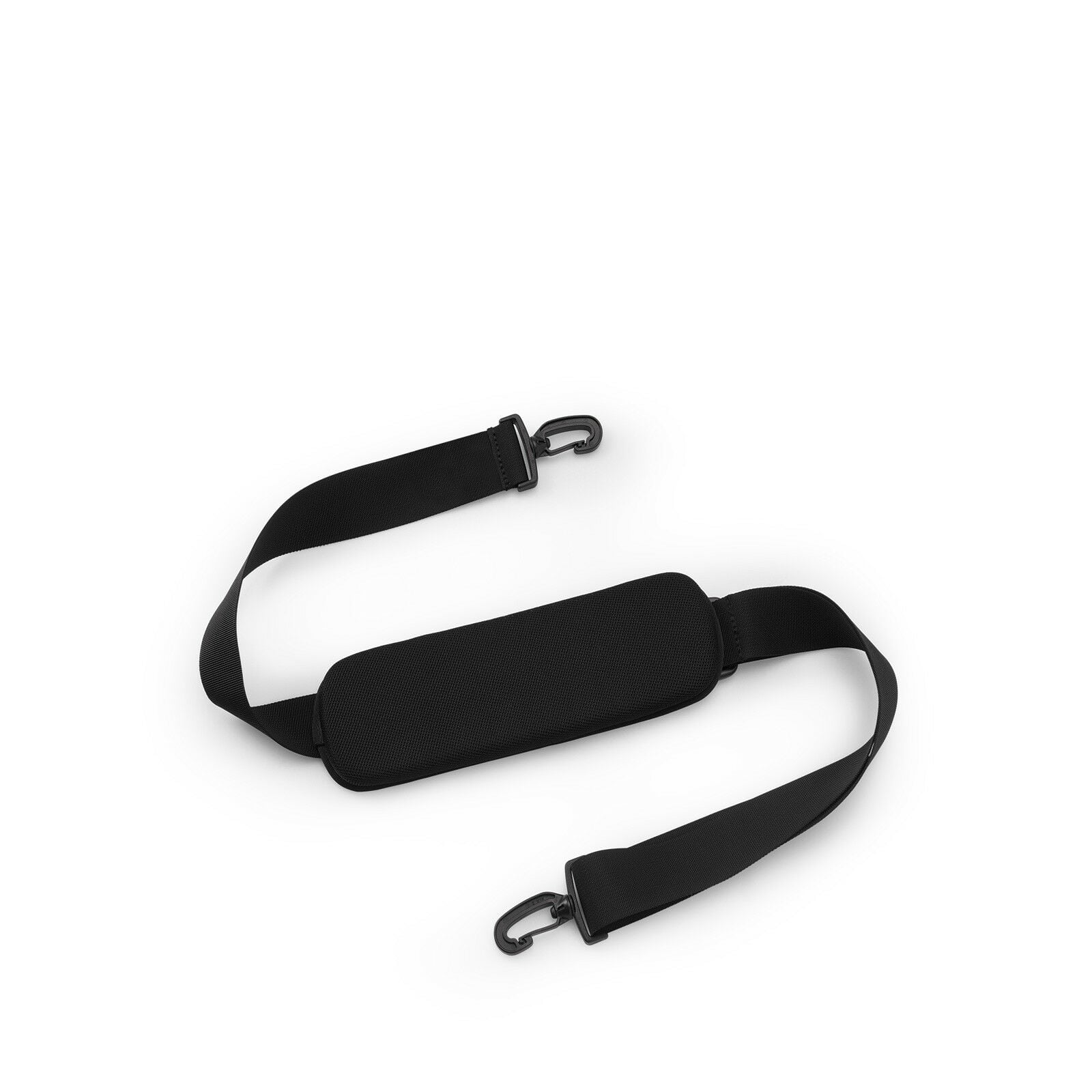 a 4/5 view of the Travel Shoulder Strap in color black
