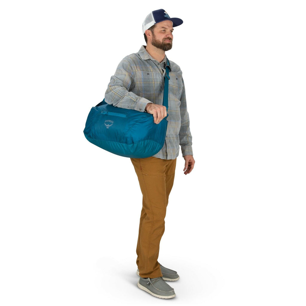 a person modeling the Ultralight Stuff Duffel in color Black