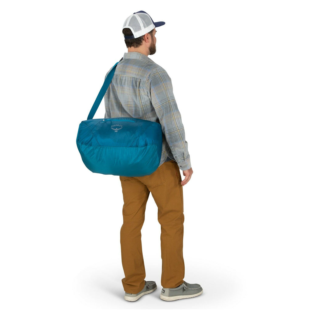 a person modeling the Ultralight Stuff Duffel in color Black