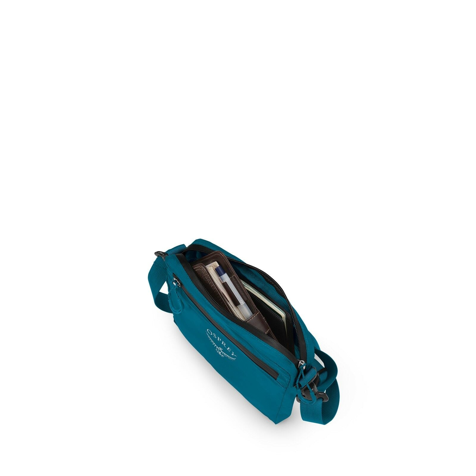side view of the Ultralight Shoulder Satchel in color waterfrontblue