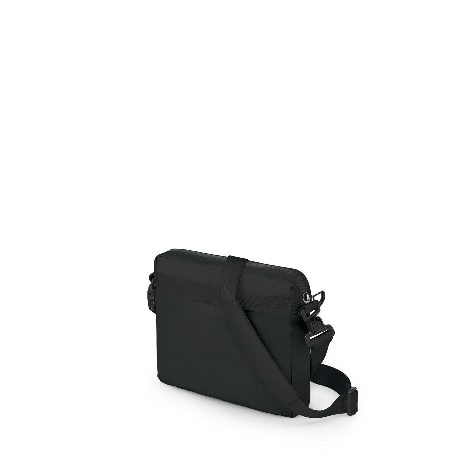 a 4/5 view of the Ultralight Shoulder Satchel in color black
